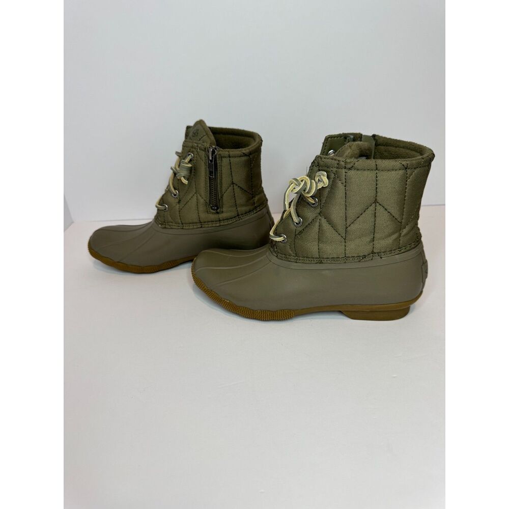 Sperry Saltwater Duck Boots Womens 6.5 Olive Green Waterproof Lace Up Rain Boots - Picture 6 of 8